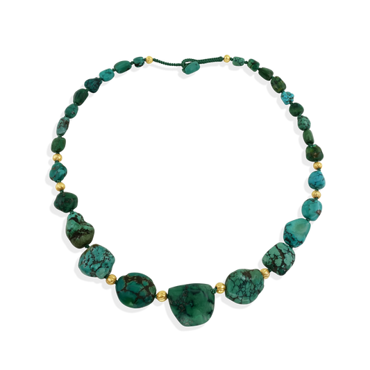 Tibetan Turquoise and 18k gold bead Necklace
