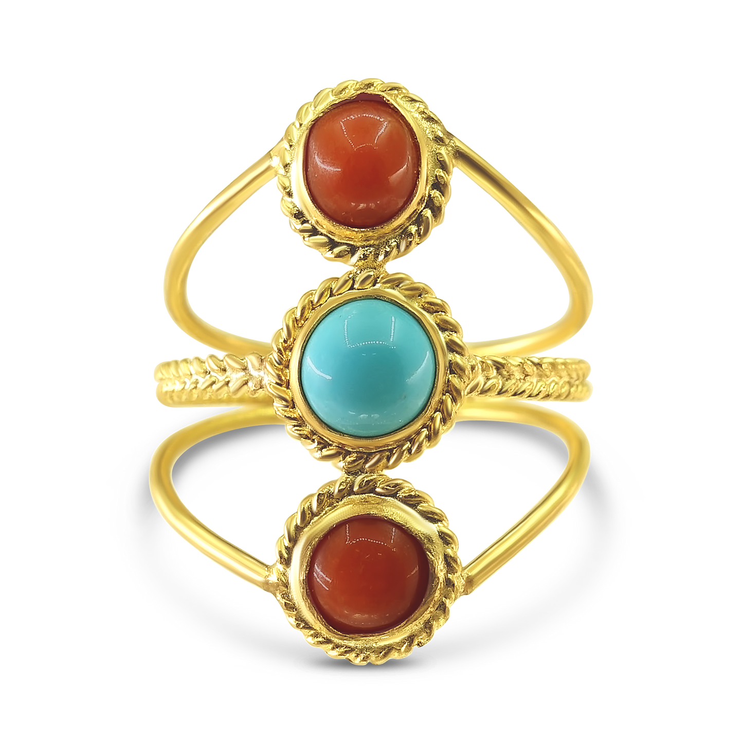 Mediterranean Coral and Egyptian Turquoise Ring
