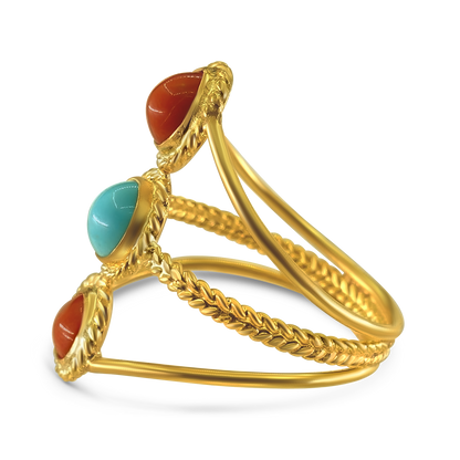 Mediterranean Coral and Egyptian Turquoise Ring