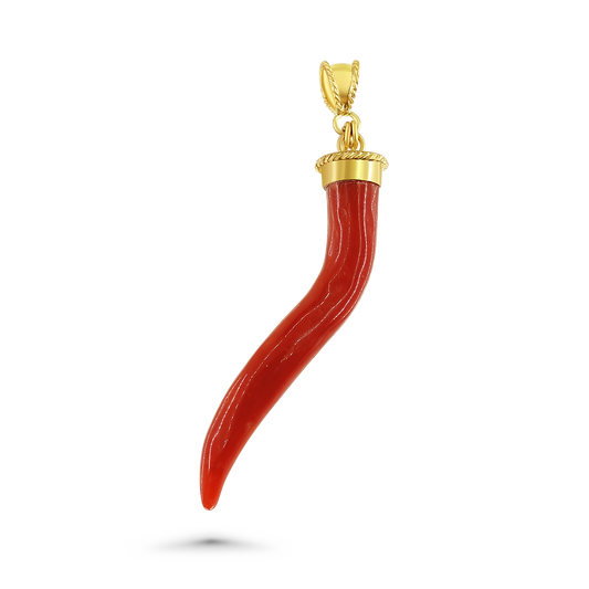 Mediterranean Coral Good Luck Charm Pendant