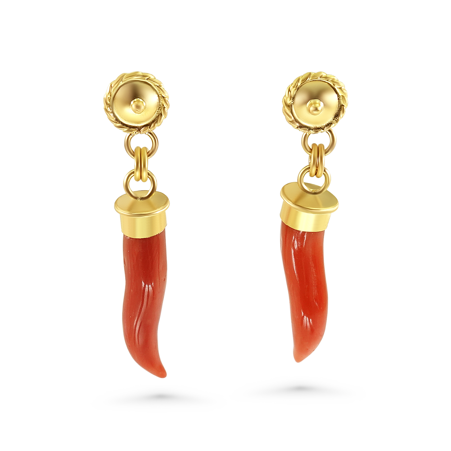 Mediterranean Coral Good Luck Charm Earrings