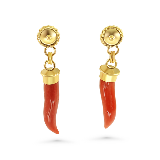 Mediterranean Coral Good Luck Charm Earrings