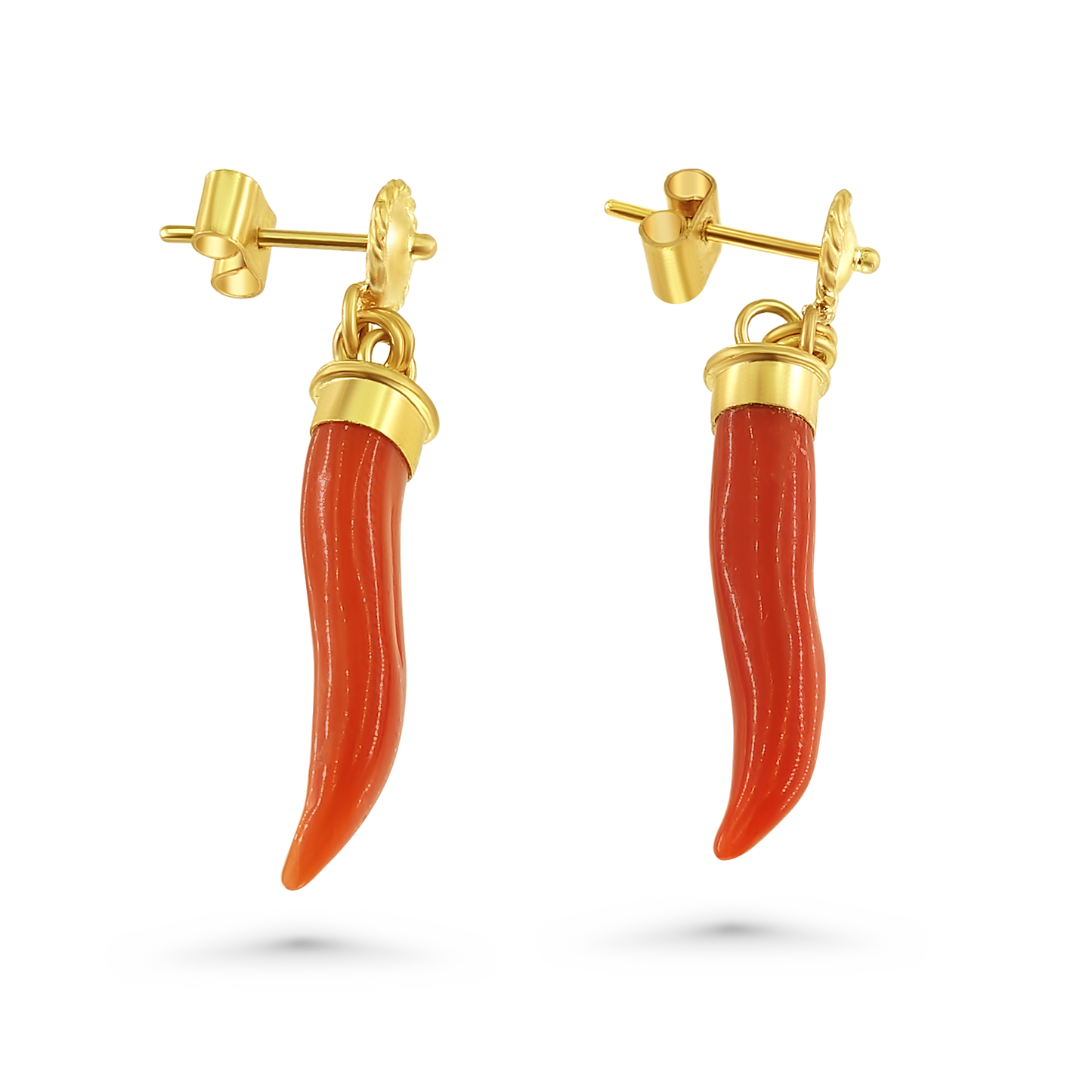 Mediterranean Coral Good Luck Charm Earrings