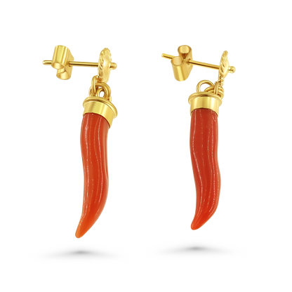 Mediterranean Coral Good Luck Charm Earrings