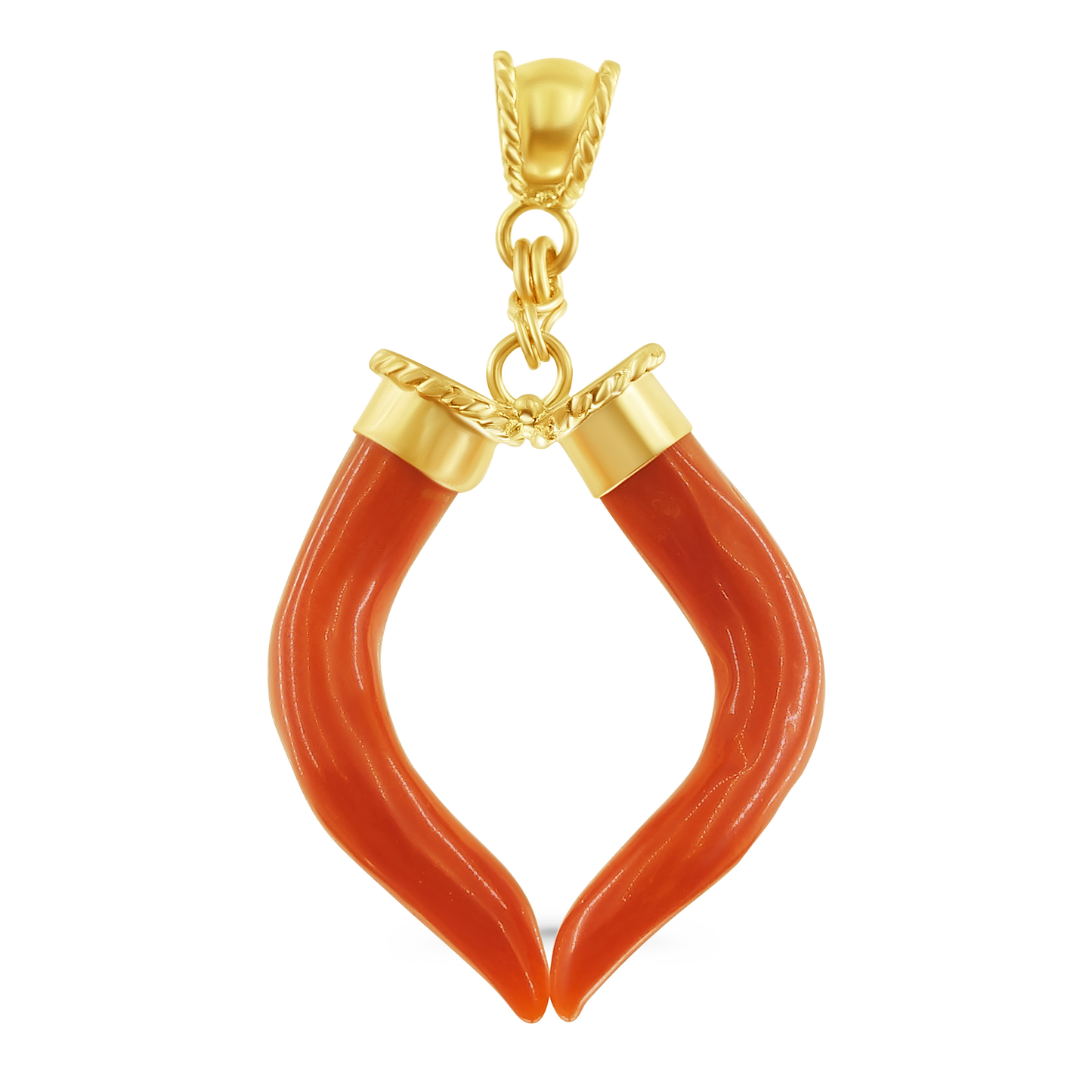 Mediterranean Coral Good Luck Charm Pendant