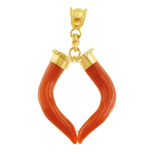 Mediterranean Coral Good Luck Charm Pendant