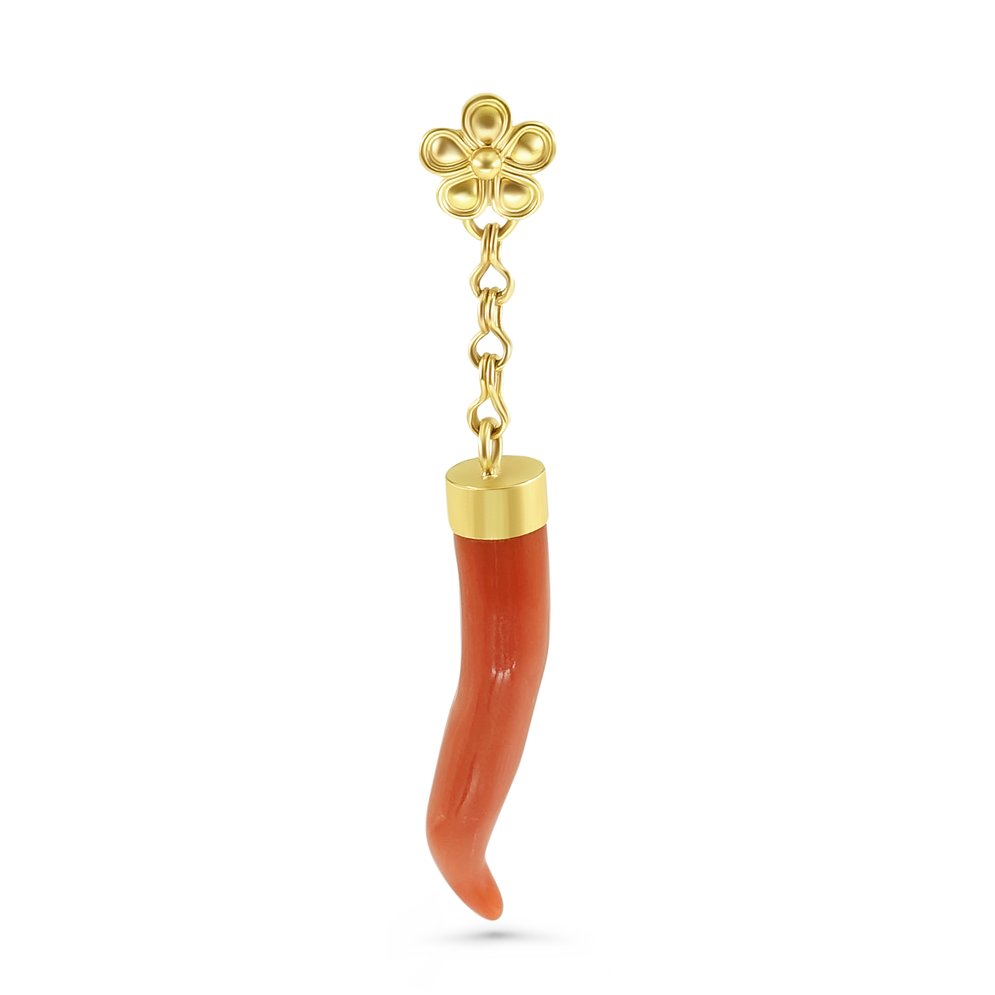 Mediterranean Coral Good Luck Charm Single Earring