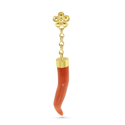 Mediterranean Coral Good Luck Charm Single Earring