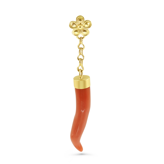 Mediterranean Coral Good Luck Charm Single Earring