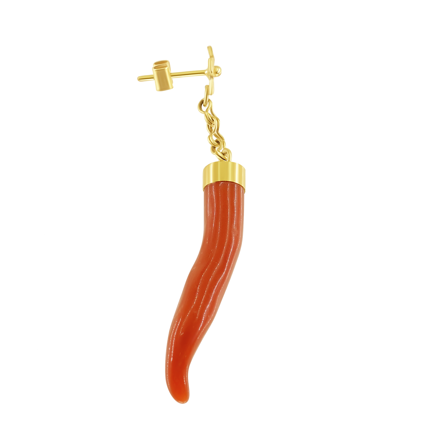 Mediterranean Coral Good Luck Charm Single Earring