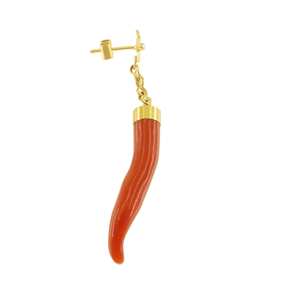Mediterranean Coral Good Luck Charm Single Earring