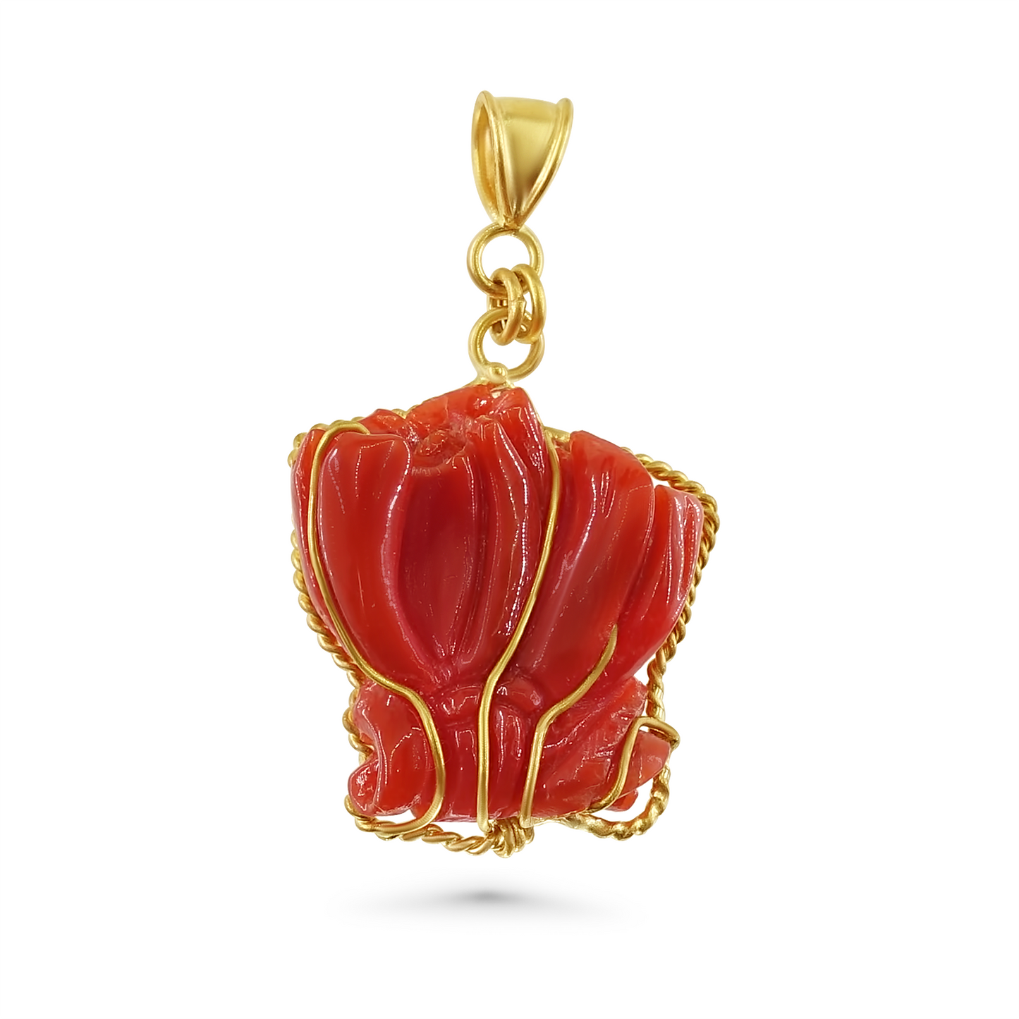 Mediterranean Coral Caged Pendant